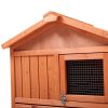 Large Wooden Rabbit Hutch Indoor and Outdoor Bunny Cage with a Removable Tray and a Waterproof Roof, Orange Red