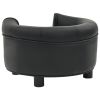 Dog Sofa Black 18.9"x18.9"x12.6" Plush and Faux Leather