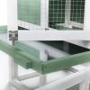 Large Wooden Rabbit Hutch Indoor and Outdoor Bunny Cage with a Removable Tray and a Waterproof Roof, Grey Green+White