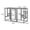 Spacious wooden cat cage with waterproof roof with adjustable pedals suitable - gray black