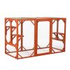 Wooden Cat House, Outdoor Cat Cage with Water-proof Asphalt Planks and Cat Perches, Orange