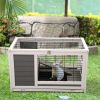 Luxury 2-Storey Pet House Box Wooden Cage Comfy Cabin for Small Animals, Grey White